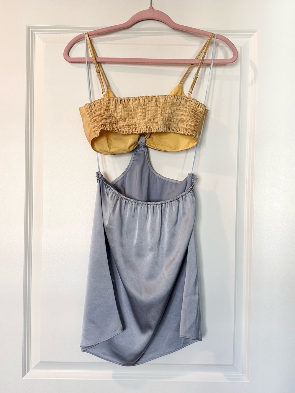 Satin Two-Tone Cut Out Slip Dress - Picture 2 of 3